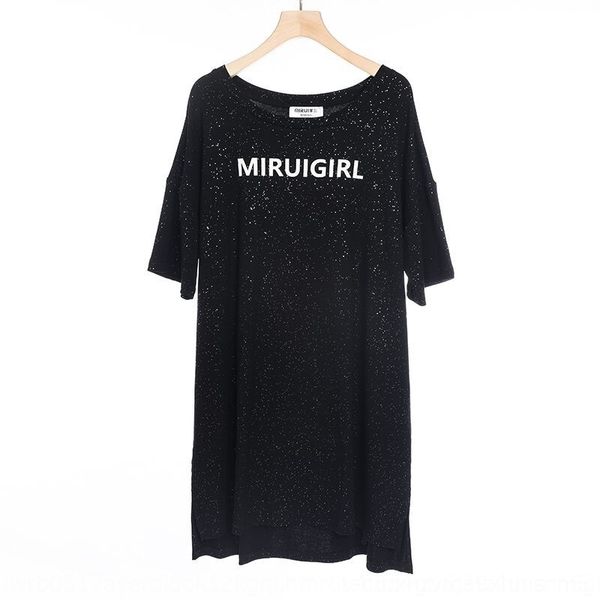 

p2gsv 2020 summer and mid long star shining letters casual high thin show skirt women v9a1g t-shirt t-shirt new versatile loose, White