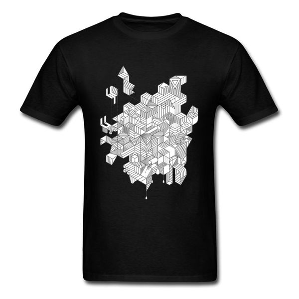 

sport 2018 simple complexity 3d tetris creative men black grey t shirt short sleeve 3xl geometric pattern t-shirts