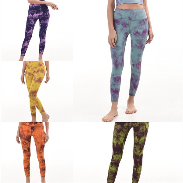 

jhx new sanding nude tie dye style pants women's high waist yoga workout pant double side yoga yoga capri suit leggins sport women
