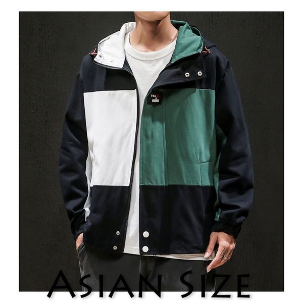 

2021 new privathinker man new windbreaker mens harajuku zipper hat jackets male autumn patchwork oversize casual jacket jxcu, Black;brown