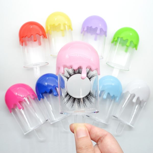 

3d mink eyelash clear package boxes false eyelashes packaging empty eyelash box case creative ice cream shaped lashes box packaging