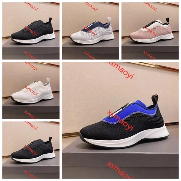

marque men 25 low-sneaker black mesh bule white neoprene slip-on zip-up technical trainers men shoes luxe shoes no box