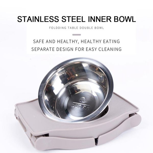 

stainless steel dog cat food bowl dishes foldable water puppy feeder for dogs cats non-slip drinking bowls pet supplie bbydxo