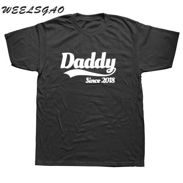 

new summer style daddy since 2018 funny short sleeve father's day dad new born baby maternity sport hooded sweatshirt hoodie men t shir