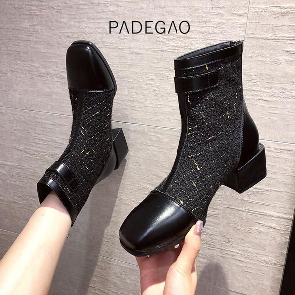 

winter women 2020 shoes khaki fashion solid elegant boots casual concise zip women boots, Black