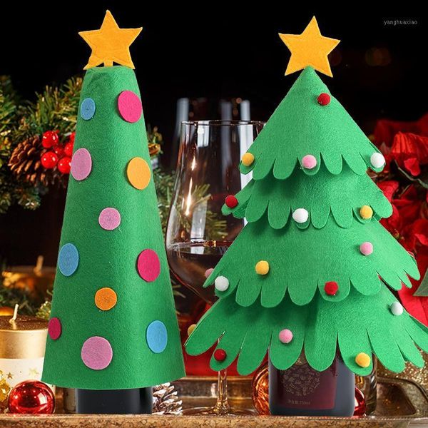 

christmas decorations tree wine bottle set holiday party dinner table covers cover decorations1