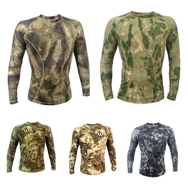 

outdoor woodland hunting shooting shirt battle dress uniform tactical bdu army combat clothing high elastic camouflage t-shirt no05-102, Black;green