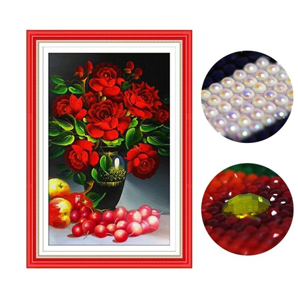 50 * 75 cm 3D Yuvarlak Özel Şekil Elmas Boyama Çapraz Dikiş Çiçekler 5D Diamant Boyama Elmas Nakış Boncuk Rhinestones 201202