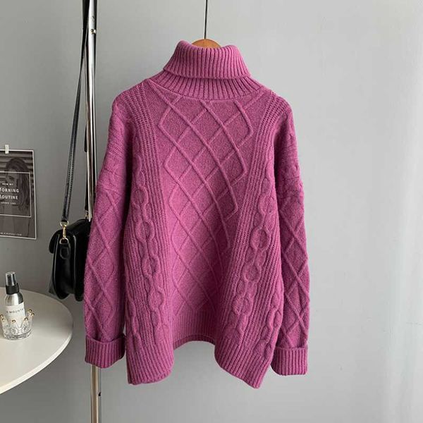

women's sweaters 2021 winter solid color linen pattern high neck short long sleeve sweater women loose temperament bottoming shirt, White;black