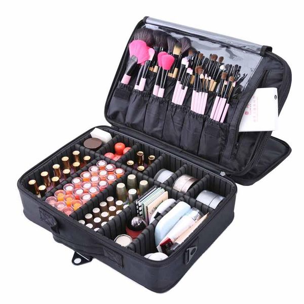 

beautician cosmetic storage bag professional makeup organizer portable strap, large capacity, detachable, dustproof and waterpro