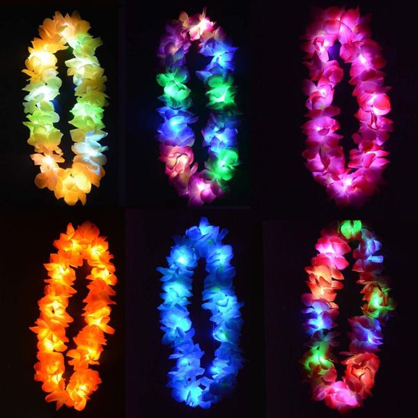 

party decoration light glowing led hawaii hula luau flower leis garland necklace wreath wedding rave neon birthday tropical xmas christmas