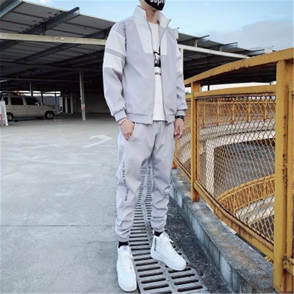 

designer long sleeve loose sets clothing 2pcs suits man casual sports suits fashion korean trend sweatshirt trousers tracksuits spring, Gray