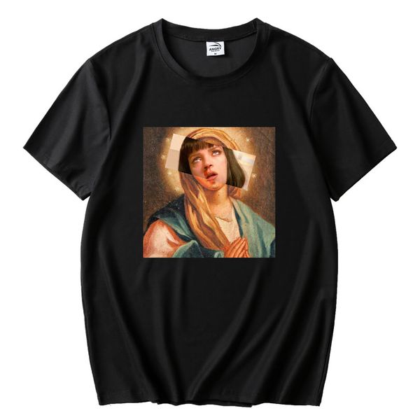 

мода девы марии мужская смешные печатается с коротким рукавом лето hip hop повседневный топы тис streetwear спорта толстовка с капюшоном hoo