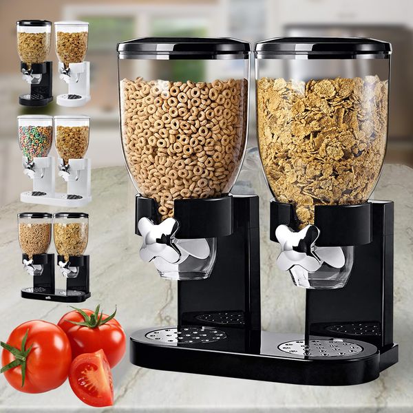 

1/ 2 gallons single double cereal dispenser grain oat storage container kitchen dry food snack bottle q1222