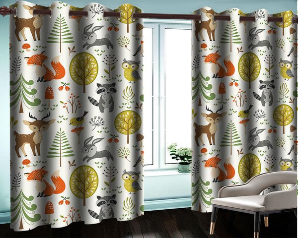 

child bedroom blackout 3d curtain 3d p curtain forest cartoon animals living room bedroom practical blackout curtains