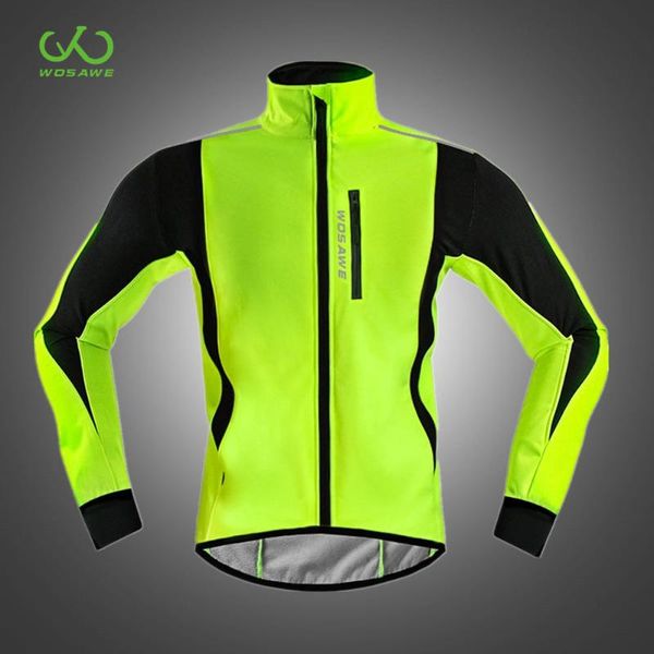 

wosawe waterproof winter cycling motorcycle jackets thermal warm fleece reflective bicycle wear motorbike running jersey coat