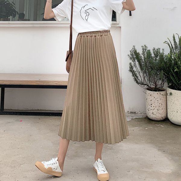 

surmiitro elegant solid midi pleated skirt women 2020 autumn winter ladies korean red black high waist school long skirt female q1219
