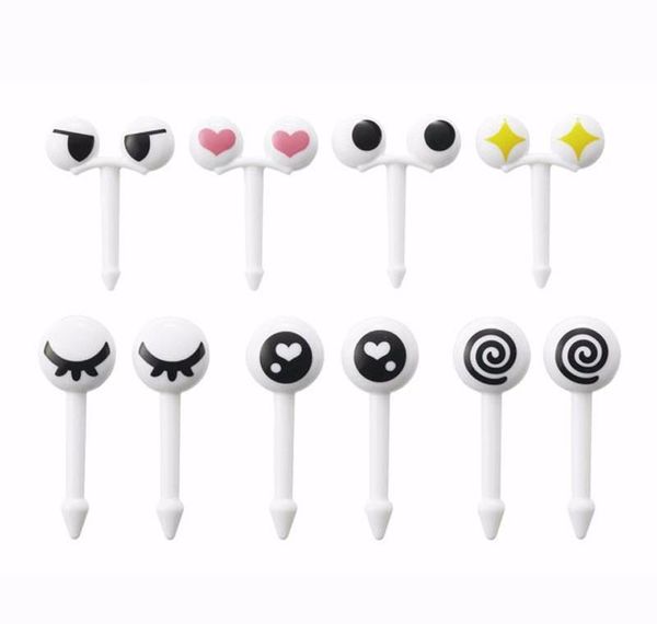 

10pcs/pack cute eyes fruit fork plastic fruit pick kids bento lunch snack cake dessert food toothpick kitchen bbyapl yh_pack