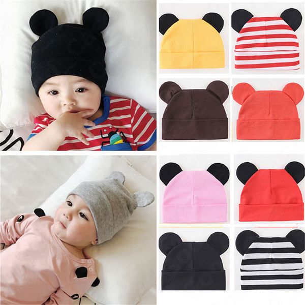 

infant baby cartoon rabbit ear cotton hat kids boys girls childrens winter outdoor 2-layers warm hats toddler solid color head wear f101601, Yellow