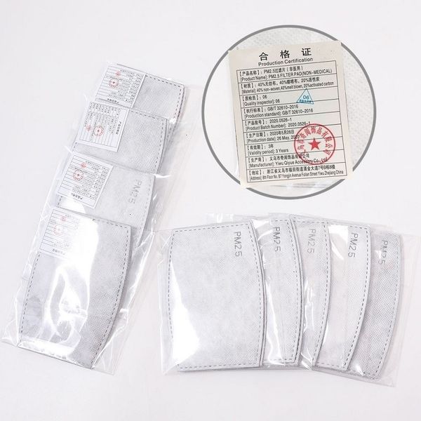 

replaceable unisexbreathable pm2.5 filter face mask gasket 5 layers activated carbon paper pad for anti haze dust cover outdoor work
