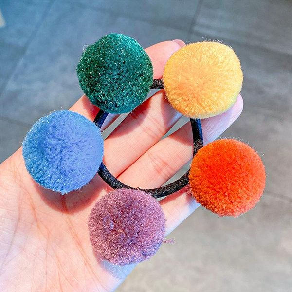 

cute pompom ball elastic hair bands scrunchies for women girls pom ponytail holder rubber gum hair accessories ornaments h sqccyu