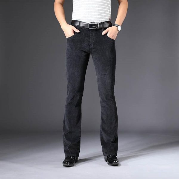 

pantalones informales de diseño clásico para hombre, pantalones de campana informales, pana estilo coreano negr, Blue