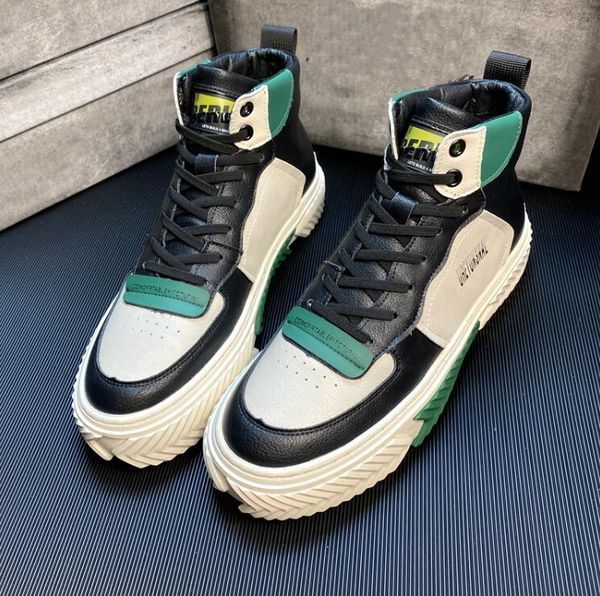 

2020 new men genuine leather ankle boots high-short boots autumn winter spring men shoes botas zapatillas hombre sneakers, Black