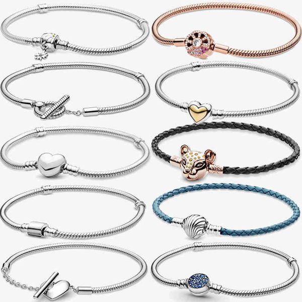 

mybeboa 925 sterling solid silver bracelet heart t-bar cuff chain sparkling blue disc clasp snake bangle for women jewelry, Golden;silver