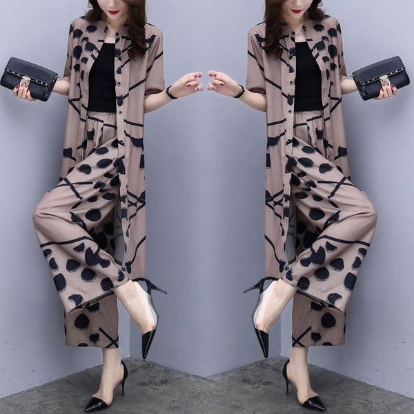 

women's 2020 autumn new set korean style pants pantswide leg pantscasual large size cardigan wide leg pants fashion two-piece set te, Gray