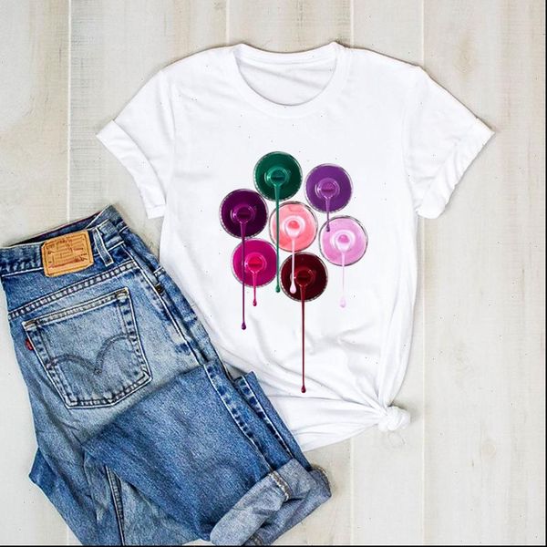 

women print 3d color bottle beauty lady paint graphic t ladies clothes tee female tshirt womens shirt clothing, White