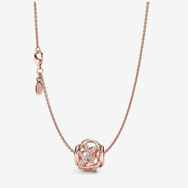 

925 sterling silver trendy hollow ball shine cubic zirconia ladies pendant necklace jewelry for women birthday gift chains