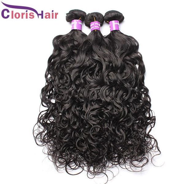 

brazilian water wave hair weave bundles wet and wavy brazillian curly hair 4pcs sew in human hair extensions for black women