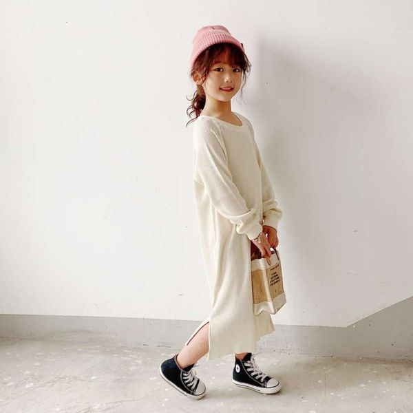 

long bobokids' new fort girls' waffle sve drs in autumn and winter 2020, Red;yellow