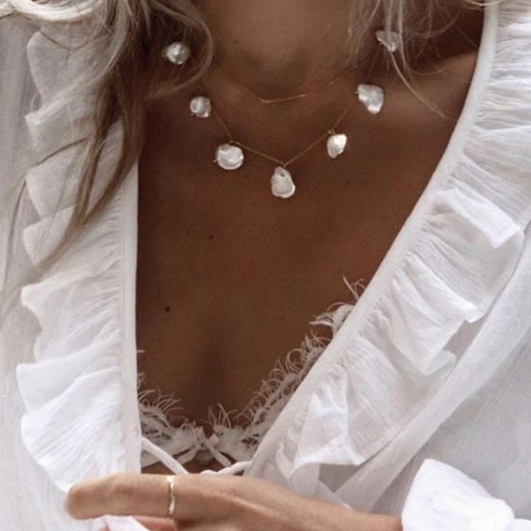 

chokers boho simulation pearl pendant choker necklace for women tassel layered chain fashion collar neck jewelry 2435, Golden;silver