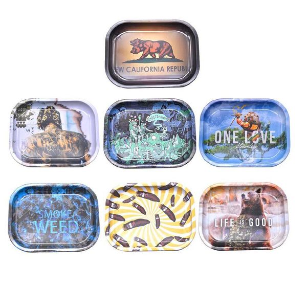 

new cartoon rolling tobacco tray 7"*5.5" metal tray tobacco stroage smoke accessory smoke pipe for wholesale fy2353