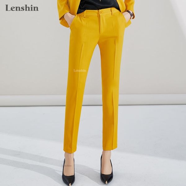 

lenshin ankle-length formal adjustable pants for women office lady style work wear straight belt loop trousers business design y200418, Black;white
