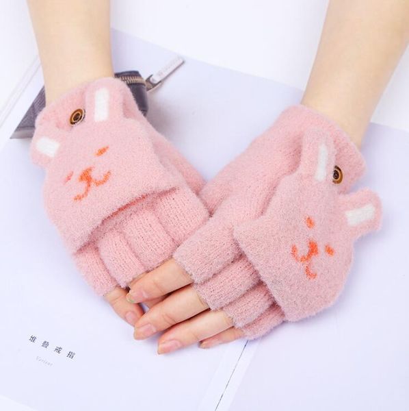 

five fingers gloves kawaii half finger flip plush cute cat claw girls fingerless keyboard, Blue;gray