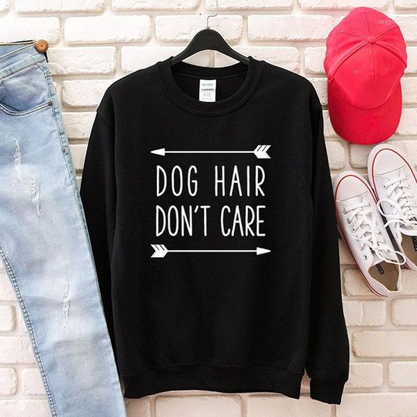 

dog hair don't care graphic sweatshirt women long sleeve tumblr harajuku hoodie dog lover gift kawaii clothes drop shipping1, Black