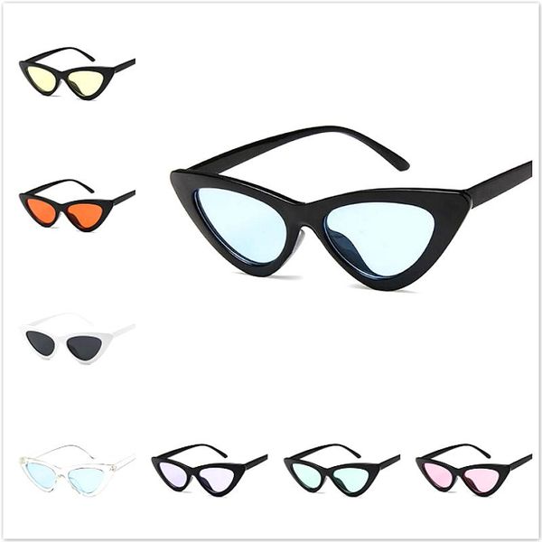 

sunglasses vintage cateye women retro small cat eye sun glasses designer colorful eyewear for female, White;black