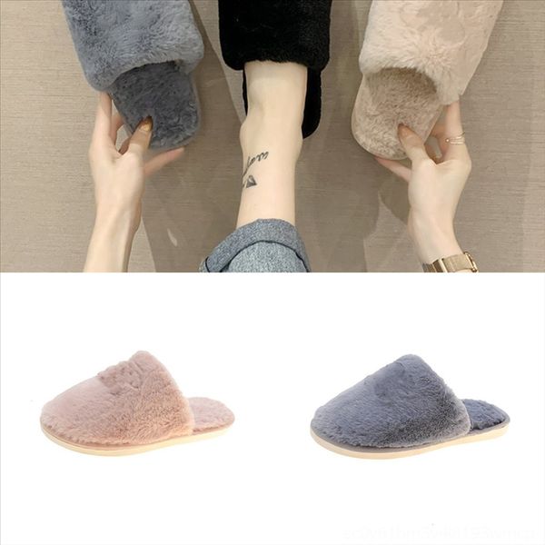 

rvk9c women slippers winter warm fur home floor slipper cute plush ball men home soft non-slip plush cotton shoes indo lovers cute ladies, Black