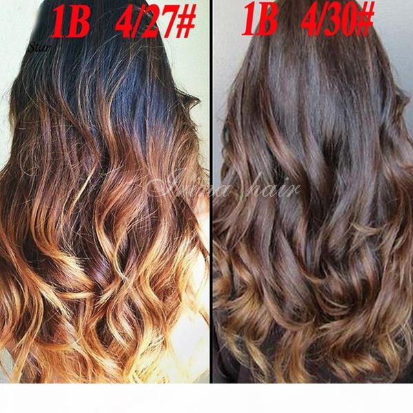 

grade ombre hair extensions brazilian virgin hair body wave full human hair weave bundles 3 tone color ombre 3pcs 1b 4 27 or 1b 4 30, Black