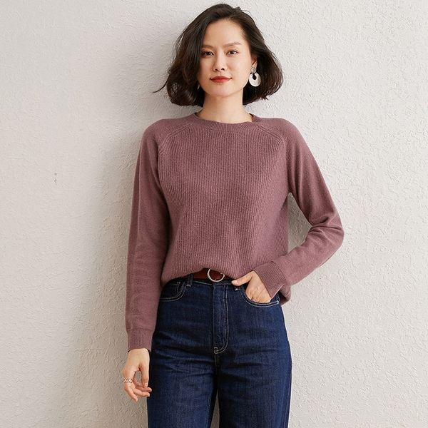 

2021 100% pure cashmere goat knitted pullovers senior soft ladies sweaters woman neck 3 colours long clothes 6wq1, White;black