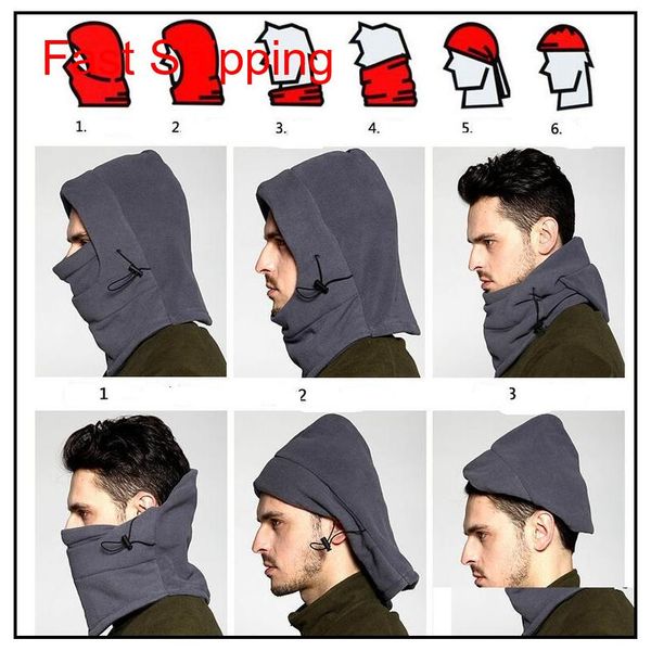 

fashion winter warmer motorcycle bike riding cycling mask thermal fleece 6 in 1 balaclava hood ski mask skiing cap scarf rzntn, Black