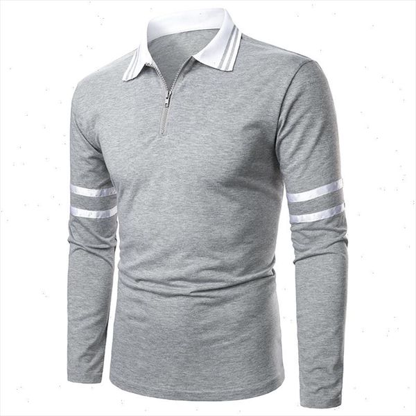 

men polo men long short sleeve polo shirt pure color zipper new clothing autumn streetwear casual fashion, White;black