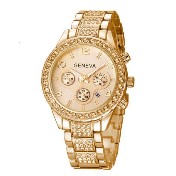 

geneva diamond band women's three eye calendar fashion watchjk