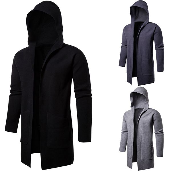 

2021 spring autumn woolen cardigan with male hood clothes europe and america mid-length fashion ym027 67wb, White;black