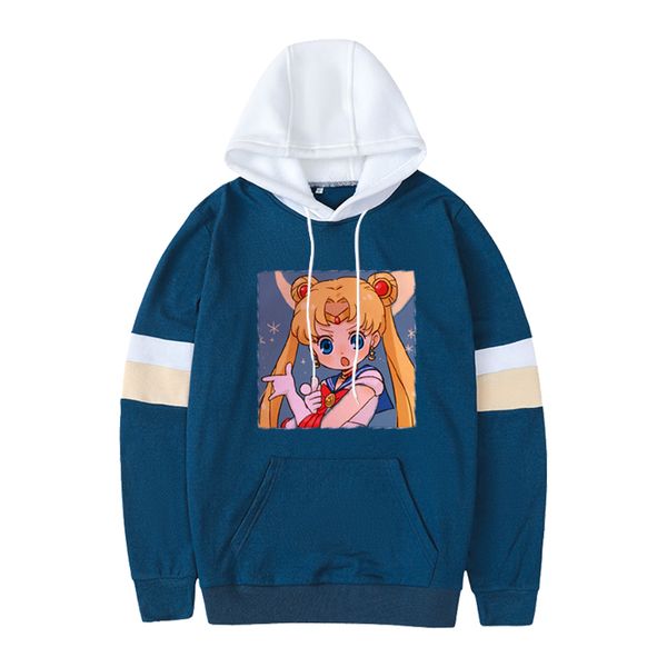 

cartoon anime sailor moon patchworkt woman sweatshirt midnight print kawaii winter hoodies women harajuku kpop oversized hoodie 1014, Black