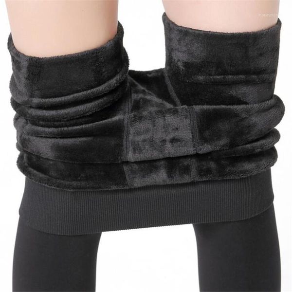 

visnxgi brand new women's autumn winter legging thermal trousers step pant elastic with high waist plus velvet warm thickening1, Black