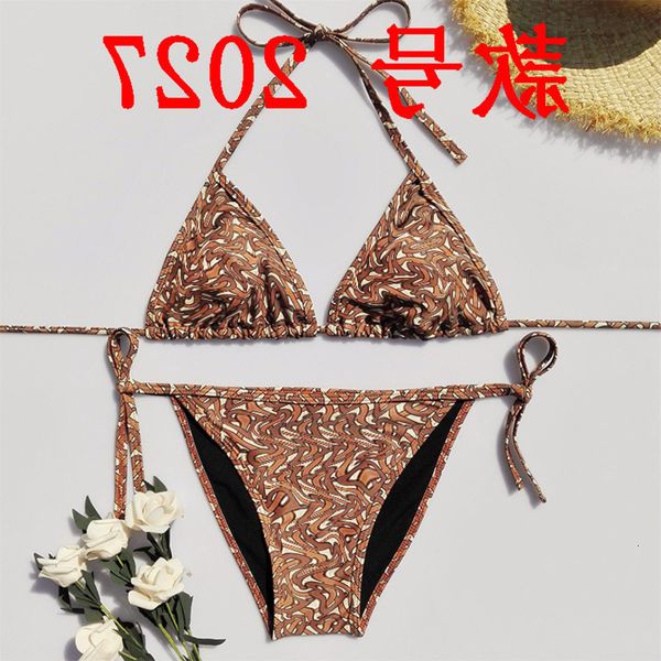 

split swimsuit neck strap women bikini open back