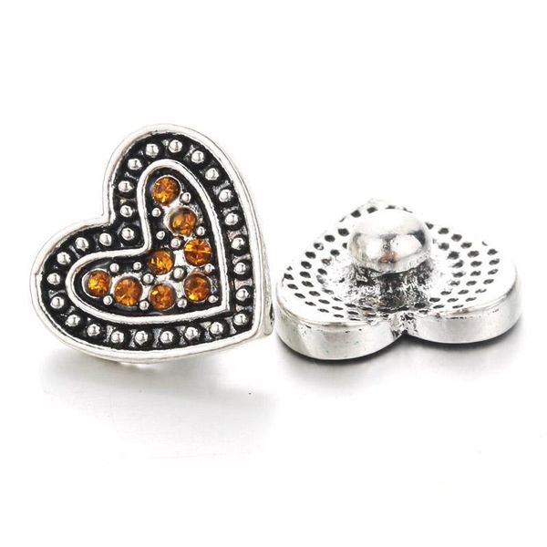 

10pcs lot new heart shape snap jewelry 12mm snap buttons with rhinestone charm button fit snap bracelets bangles for women h jllwer